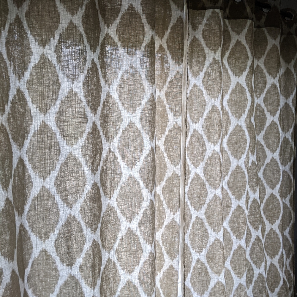 West Elm Neutral Pair of Beige Cream Brown Curtains Set (2) 46x92